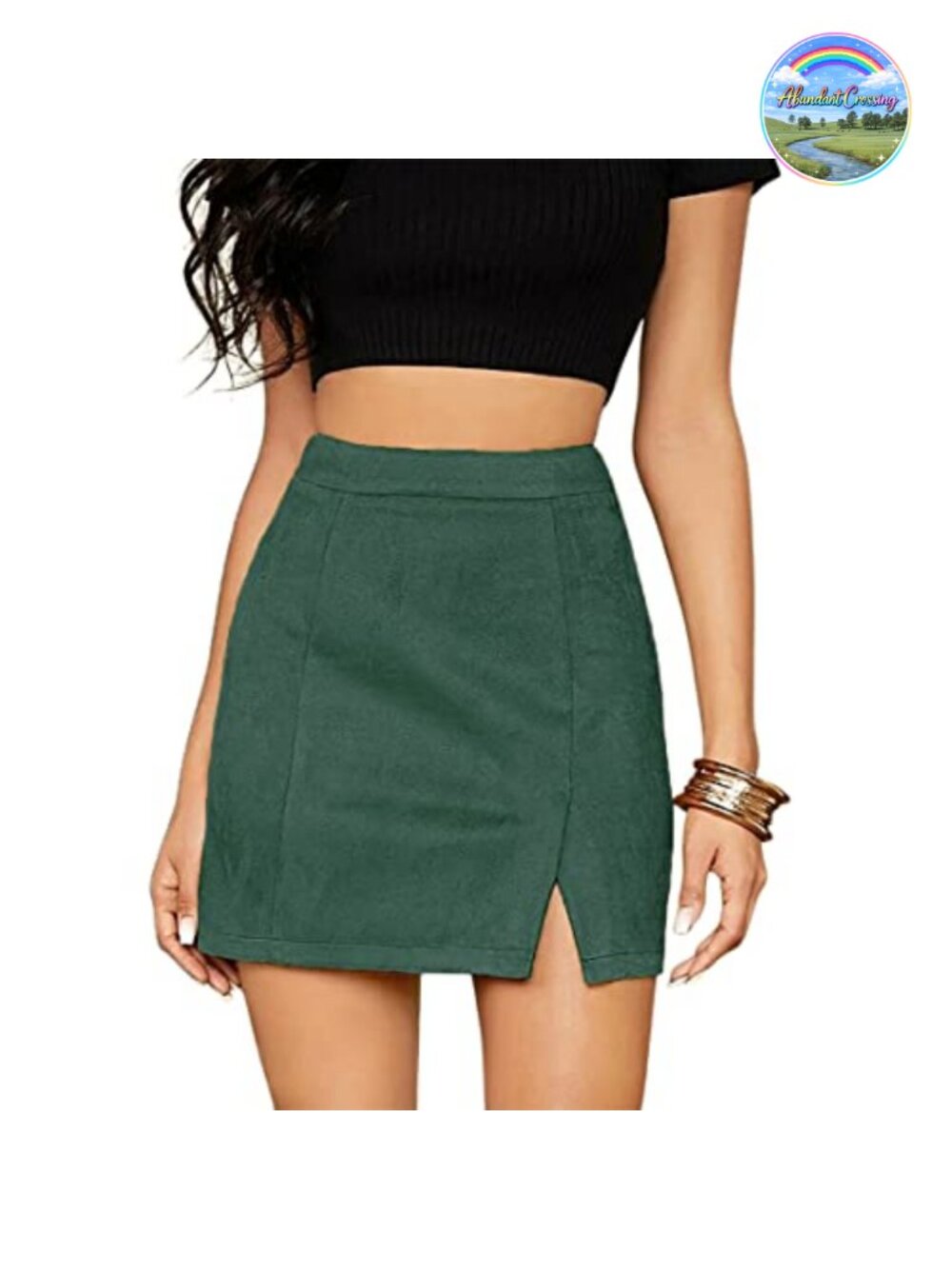 High Waist Faux Suede Side Split Bodycon Mini Skirt